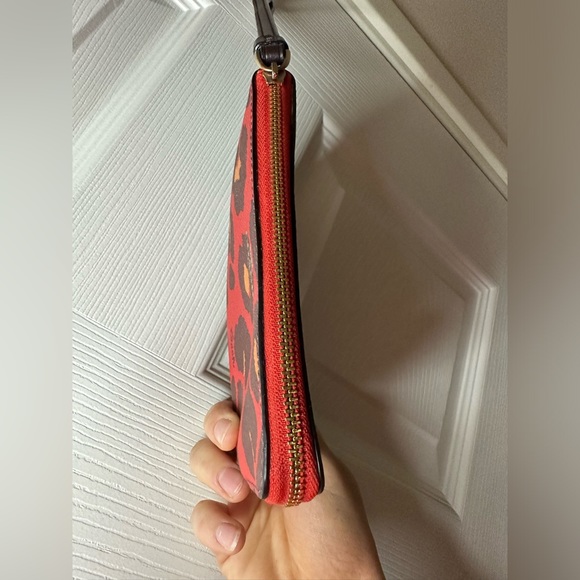 Coach Red Leopard Print Wristlet - Picture 8 of 14